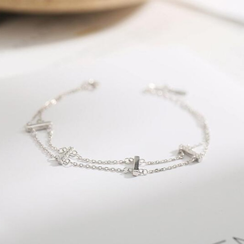 NEW 925 Sterling Silver Diamond Bar Bracelet - Picture 3 of 10